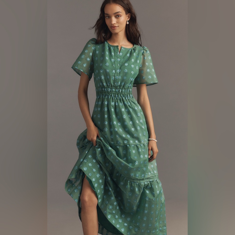 Anthropologie Somerset Embroidered Maxi Dress